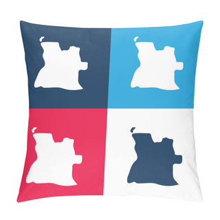 Personality  Angola Blue And Red Four Color Minimal Icon Set Pillow Covers