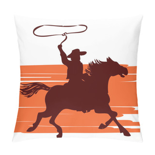 Personality  Cowboy On Horse With Lasso.vector Graphic Pillow Covers