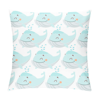 Personality  Seamless Pattern With Smiling Whales Pillow Covers