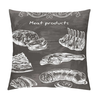 Personality  Sketches Of Meat Foods Pillow Covers
