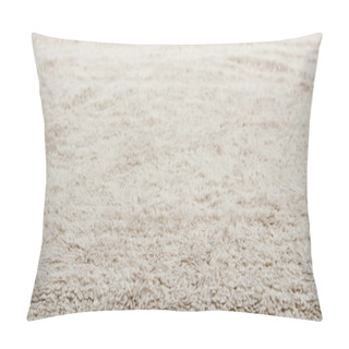 Personality  Low Close Up View Of A Beige Furry Carpet Texture Background Pillow Covers
