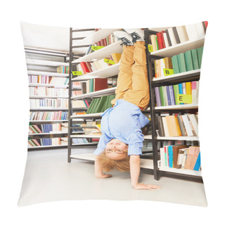 Personality  Boy Standing  In Library Pillow Covers