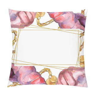 Personality  Purple Marine Tropical Seashells Isolated On White. Watercolor Illustration Frame With Copy Space.  Pillow Covers