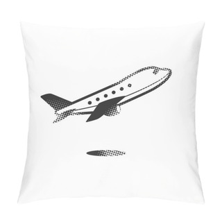 Personality  Airplane Icon In Halftone Style. Black And White Monochrome Vector Illustration. Pillow Covers