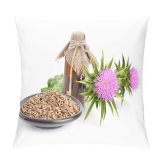 Personality  Milk Thistle Oil With Flowers And Seeds. Pillow Covers