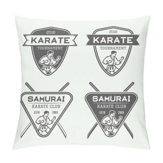 Personality  Set Of Vintage Karate Or Martial Arts Logo, Emblem, Badge, Label Pillow Covers