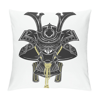 Personality  Samurai Mask And Helmet Warrior Illustration. Pillow Covers