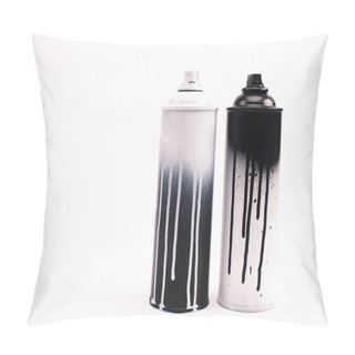 Personality  Metallic Graffiti Paint Cans Isolated On White  Pillow Covers
