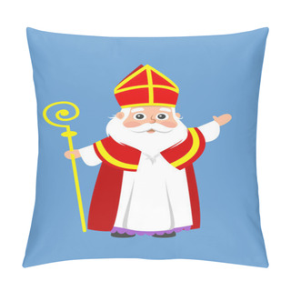 Personality  Saint Nicholas Or Sinterklaas - Cartoon Style Vector Illustration Pillow Covers