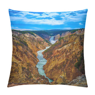 Personality  Veiw Of Lower Yellowstone Falls And The Grand Canyon Of The Yell Pillow Covers