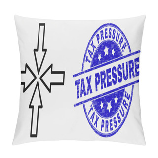 Personality  Vector Stroke Collapse Arrows Icon And Distress Tax Pressure Watermark Pillow Covers