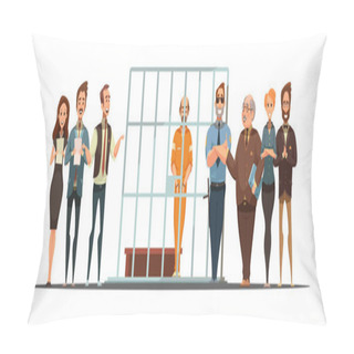 Personality  Law Justice Sentence  Retro Cartoon POster Pillow Covers