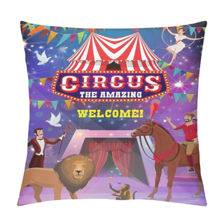 Personality  Circus Show Of Acrobat, Magician, Juggler, Animals Pillow Covers