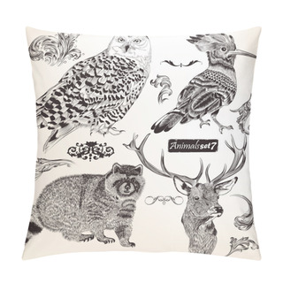 Personality  Collection Of Vector Hand Drawn Animals Pillow Covers