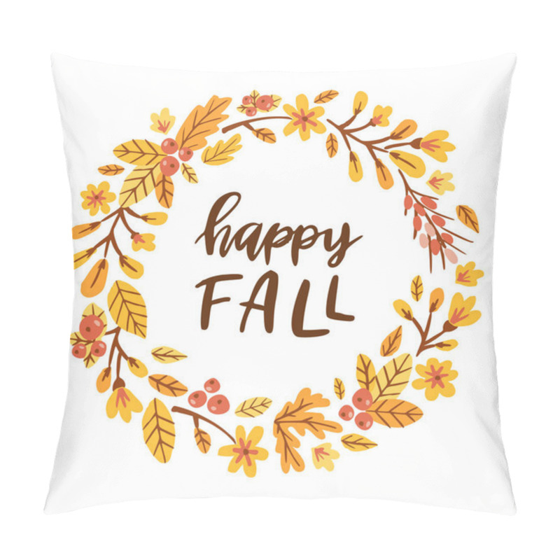 Personality  Happy fall. Floral round frame.  pillow covers