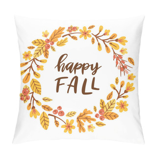 Personality  Happy Fall. Floral Round Frame.  Pillow Covers