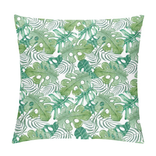 Personality  Hand Drawn Watercolor Tropical Set. Exotic Leaves Illustrations, Jungle Tree, Brazil Trendy. Perfect For Fabric Design. Aloha Collection. Pillow Covers