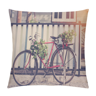Personality  Old Bicycle And Flowers  Pillow Covers