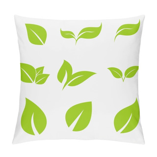 Personality  Vector Collection With Green Leaves In Flat Style For Icons And Graphic Design Pillow Covers