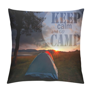 Personality  Relax. You're On Lake Time. Keep Calm And Go Camping Conceptual Background With Text Added. Go Outside And Use Your Tent Pillow Covers
