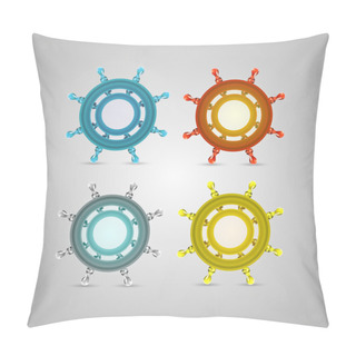 Personality  Ship Wheel , Steering Vector Illustration Pillow Covers