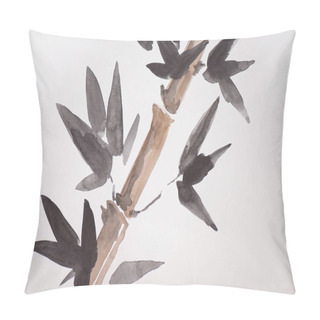 Personality  Japanese Painting With Bamboo And Leaves On White Background Pillow Covers