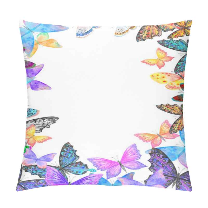 Personality  Watercolor Butterfly Frame With Place For Your Text. pillow covers