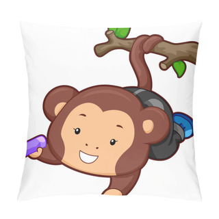 Personality  Monkey Holding A Crayon Pillow Covers