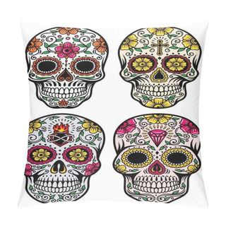 Personality  Day Of The Dead Skull Vector Set Pillow Covers