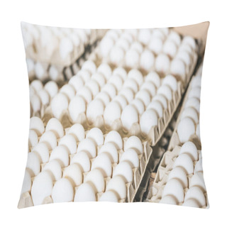 Personality  Close Up View Of Raw Chicken Eggs In Egg Boxes Pillow Covers