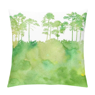 Personality  Watercolor Landscape With Pine Trees Pillow Covers