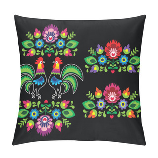 Personality  Polish Folk Art Embroidery With Roosters - Traditional Folk Pattern Pillow Covers