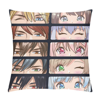 Personality  Group Of Faces Young People Anime Style Characters Pillow Covers