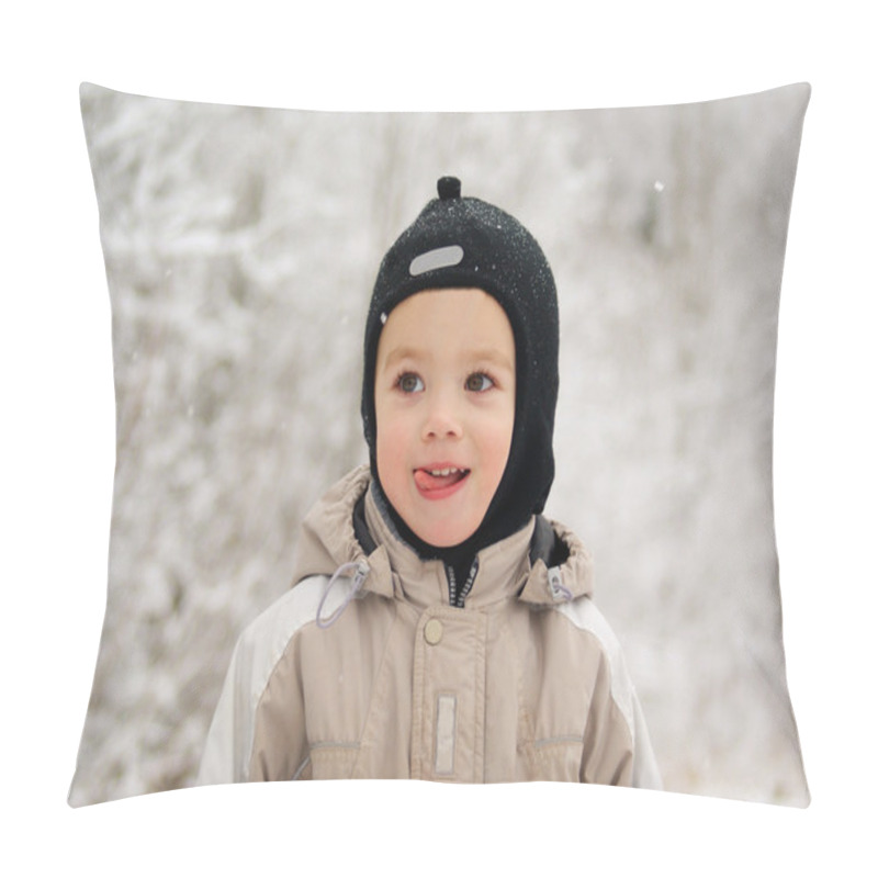 Personality  Boy On A Winter Walk Pillow Covers