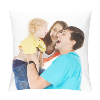 Personality  Happy Family Playing With Child Raising Him Up Pillow Covers