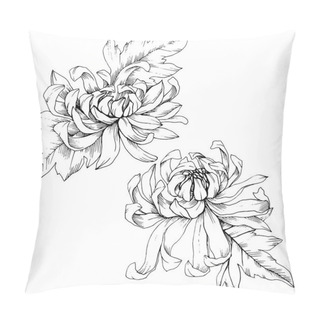 Personality  Vector Chrysanthemum Floral Botanical Flowers. Wild Spring Leaf Wildflower Isolated. Black And White Engraved Ink Art. Isolated Flower Illustration Element. Pillow Covers