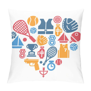 Personality  Sport Icons In Heart Shape Pillow Covers