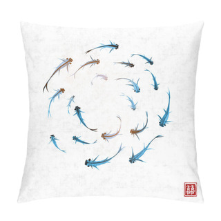 Personality  Little Blue Fishes Pillow Covers