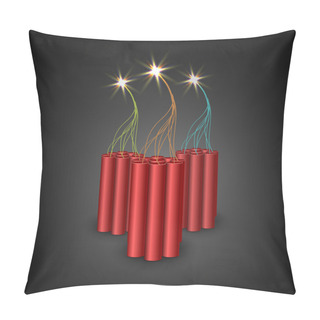 Personality  Illustration Of Three Isolated Bomb With Burning Fuse On Black Background Pillow Covers