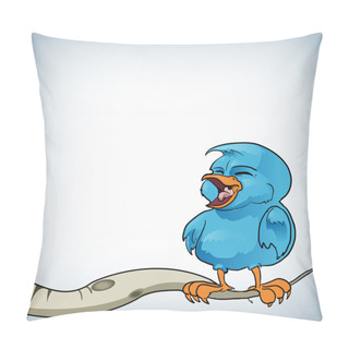 Personality  Blue Bird On A Branch - Vector Illustration. Pillow Covers