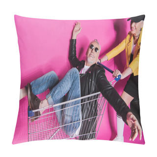 Personality  Senior Couple With Shopping Trolley  Pillow Covers