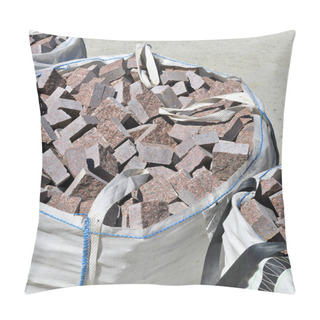 Personality  A Flexible Intermediate Bulk Container (FIBC) With Granite Blocky On A Construction Site. Pillow Covers