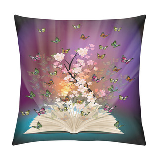 Personality  Open Book With Butterflies Flying From It Pillow Covers