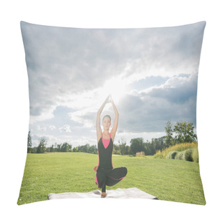 Personality  Woman Performing Toestand Yoga Pose Pillow Covers