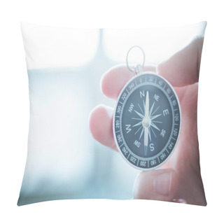 Personality  Vintage Compass In Mans Hand, Adventure And Discovery Concept   Pillow Covers