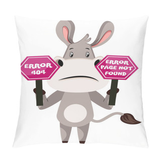 Personality  Donkey With 404 Error, Illustration, Vector On White Background. Pillow Covers