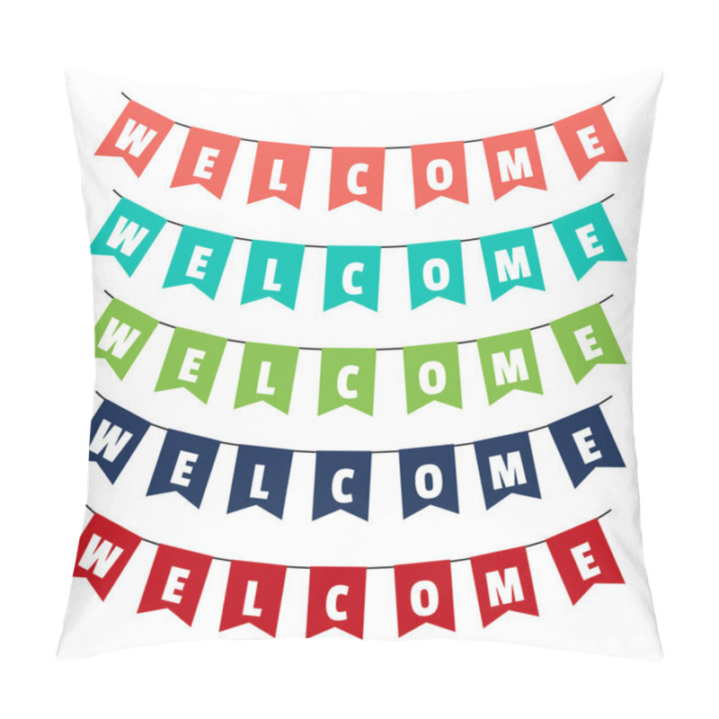 Personality  Word of welcome to the party flags. pillow covers