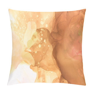 Personality  Brown Splashes Of Alcohol Ink As Abstract Background Pillow Covers