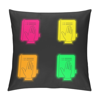 Personality  Book Four Color Glowing Neon Vector Icon Pillow Covers