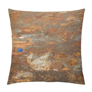Personality  Vertical View Of Rusty Weathered Metal Wall With Bits Of Paper Pillow Covers